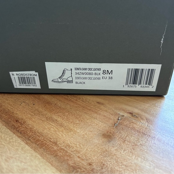 New All Saints Donita Shiny Croc Buckle Boots - Picture 4 of 7